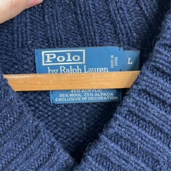 Polo Ralph Lauren Wool Alpaca V Neck Elbow Patch Sweater - Picture 6 of 6